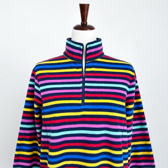 Lands' End Colorful Stripe Fleece Quarter-Zip Pullover - Picture 1 of 8